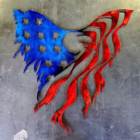 12 And 18 American Flag Eagle Metal Art Wall Etsy