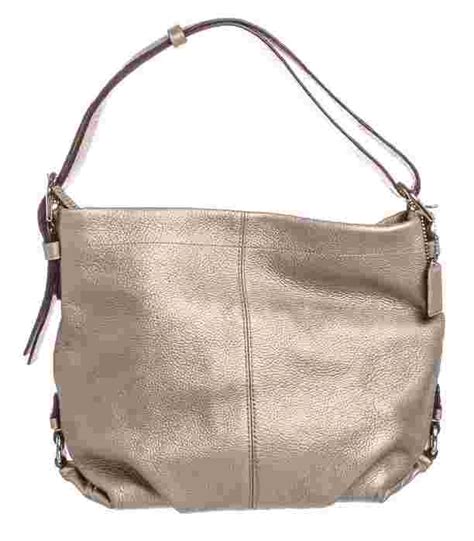 Coach Metallic Silver Pebbled Leather Shoulder Handbag