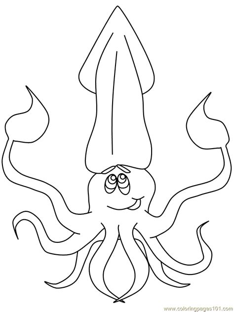 Ocean-squid Coloring Page - Free Oceans Coloring Pages