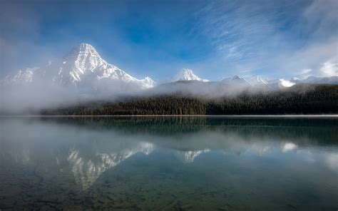 Nature Landscape Canada Lake Mist Forest Mountain Clouds