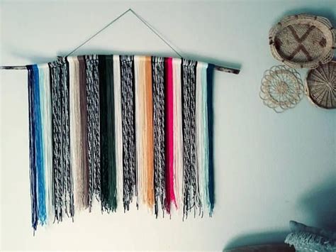Mexican Blanket Yarn Wall Hanging In Multicolor Bohemian Yarn Wall
