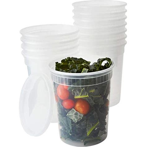 Buy Deli Grade Bpa Free 32oz Plastic Containers With Lids 12ct Leakproof Microwavable