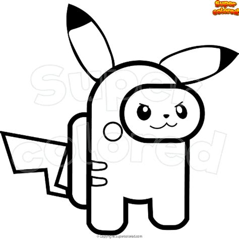 Coloriage Among Us Pikachu