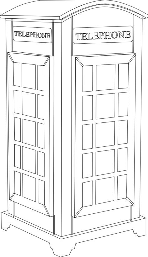 British Phone Booth 1 Black White Line Art Scalable Vector Graphics Svg