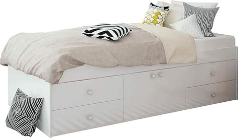 Low Sleeper 3ft Cabin White Storage 4 Drawer Single Bed 90 X 190cm