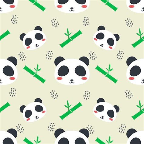Bonito Panda Animal Vetor Sem Costura De Fundo Vetor Premium