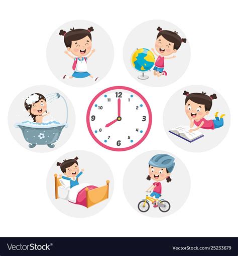 Kid Daily Routine Activities Royalty Free Vector Image Daily Routine
