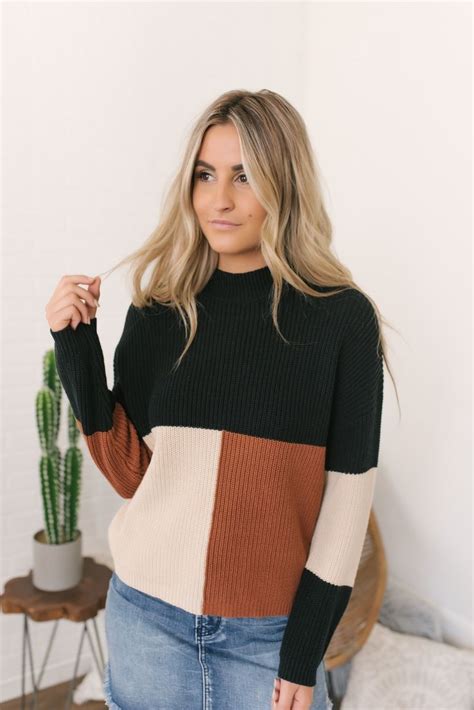 Campfire Colorblock Sweater Blackrustnatural With Images Color