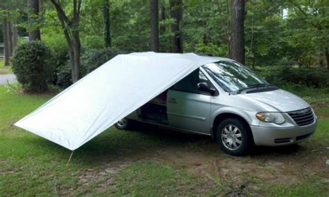 Basically, it's a square from 1/2 cpvc, with a 't' fitting on each sidebar about 1 from the corner and a brace in the center. Diy minivan awning - Car insurance cover hurricane damage
