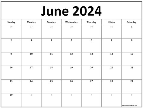 Blank Calendar For June Customize And Print