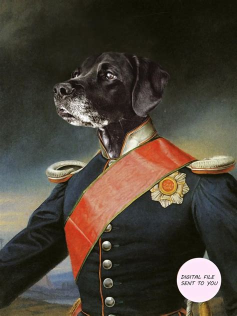 Custom Pet Portrait Your Pet In Military Uniform Funny Dog Painting