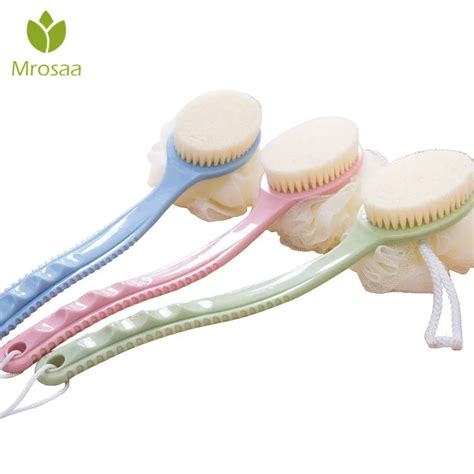 Mrosaa 36cm Bath Body Brush Double Sided Soft Long Handle Bath Ball