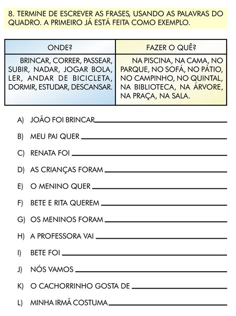 Escola Saber Atividades Português ano verbos