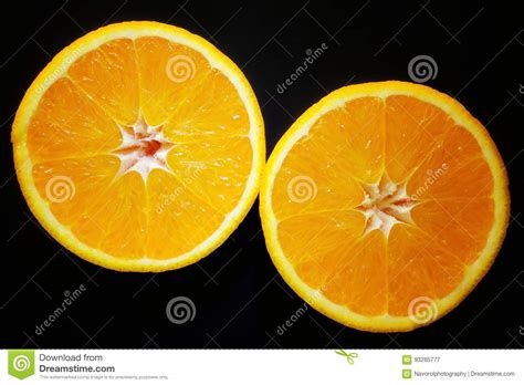 Orange Halves Stock Image Image Of Ripe Isolated Black 93285777