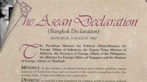 1967 The Asean Declarationbangkok Declaration Historicmilestones