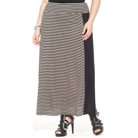 Inc International Concepts Plus Size Striped Aline Maxi Skirt In White