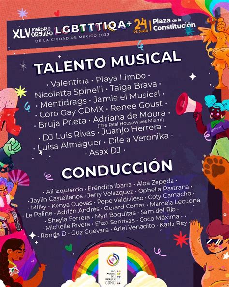 marcha lgbt 2023 cdmx este es el cartel completo de artistas que la acompañarán el sábado 24 de