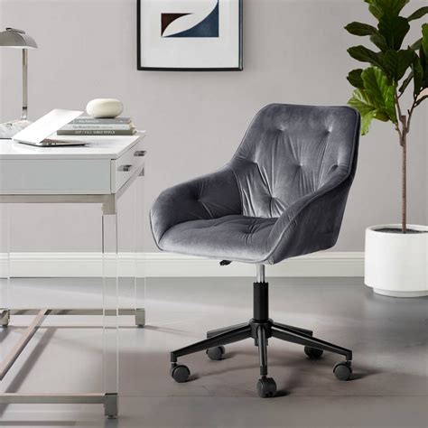 Furniturer Modern Tufted Velvet Office Chair