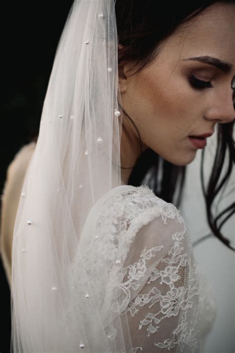 Loren Chapel Wedding Veil With Pearls Tania Maras Bespoke Wedding