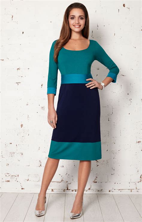 Colour Block Day Dress Marine Evening Dresses Occasion Wear And