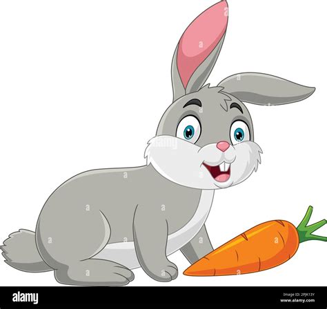Cartoon Happy Rabbit With A Carrot Stock Vector Image And Art Alamy