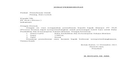 Contoh Surat Permohonan Rekomendasi Pln Delinewstv