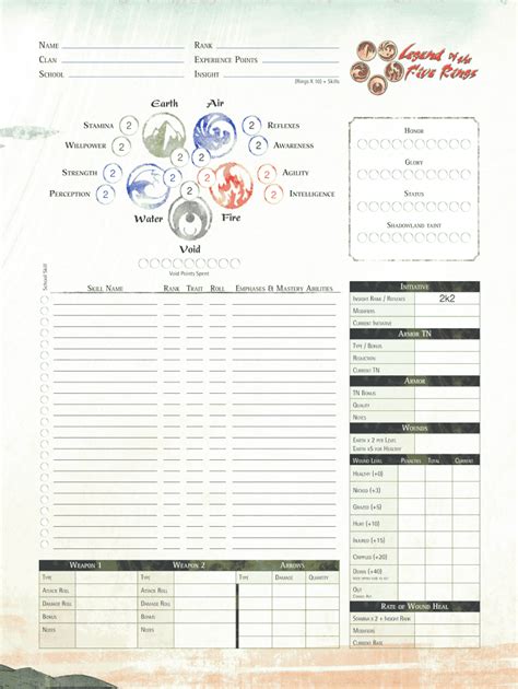 Legend Of The Five Rings Character Sheet Fill And Sign Printable
