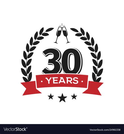 30 Th Birthday Vintage Logo Template Thirty Years Vector Image