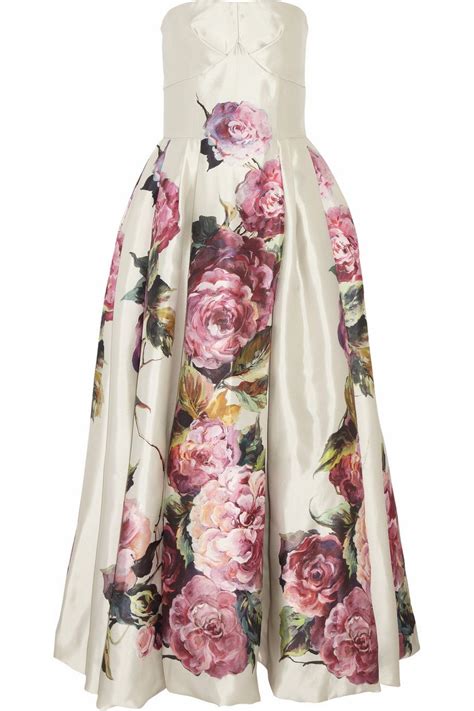 Dolce And Gabbana Rose Print Silk Mikado Dress Net A Portercom