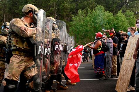 Native American Protesters Blocked The Road Leading Up To Mount
