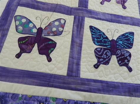 Single Size Purple Butterfly Quilt With Matching Pillowcase Etsy