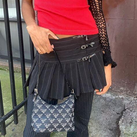 Rapcopter Striped Belt Pleated Skirts Y2k Prepply Grunge Vintage Mini