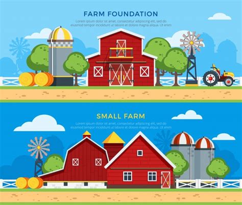 Free Vector Two Horizontal Farm Banners With Organic Food And