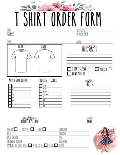 Tshirt Order Form Etsy In 2021 Tshirt Order Form T Shirt Order