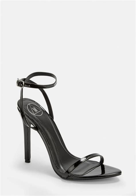 Black Pointed Toe Barely There Patent Heels | Missguided