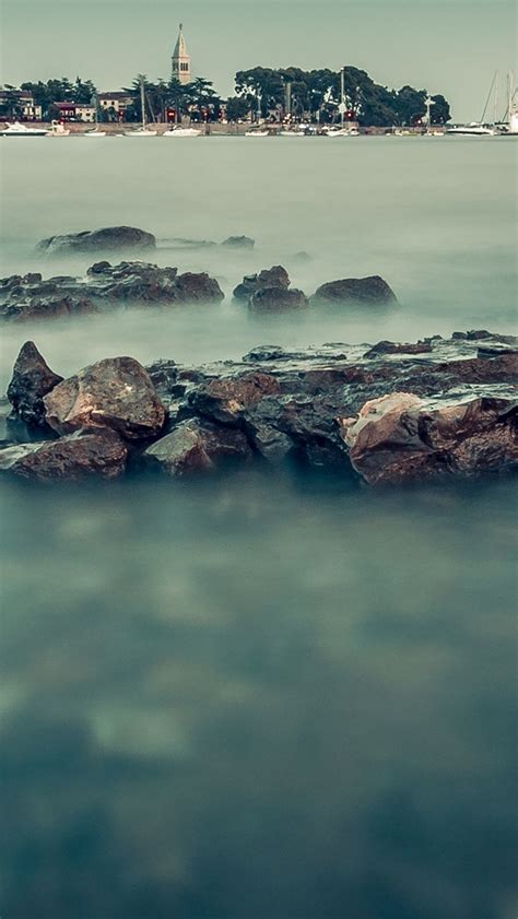 Nature Mist Rock River Iphone Wallpapers Free Download