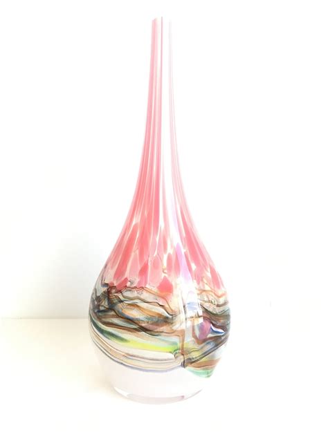 Vintage Pink Vase Tall Murano Style Glass Vase Centrepiece Etsy