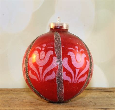 Vintage West Germany Mercury Glass Ornament Hand Painted Mica Glitter