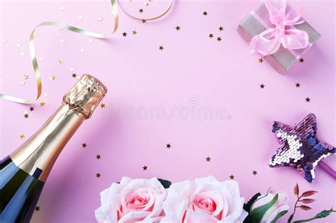 Bottle Of Champagne Stock Photo Image Of Flat Background