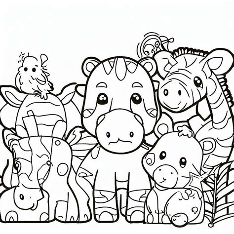 Printable Cute Zoo Animals coloring page - Download, Print or Color