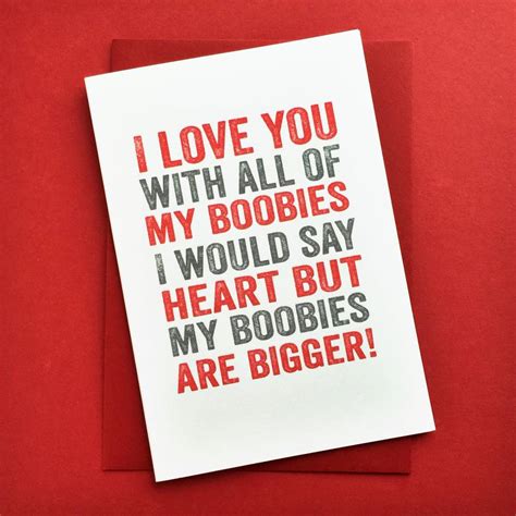 I Love You With All Of My Boobies Greetings Card By Do You Punctuate
