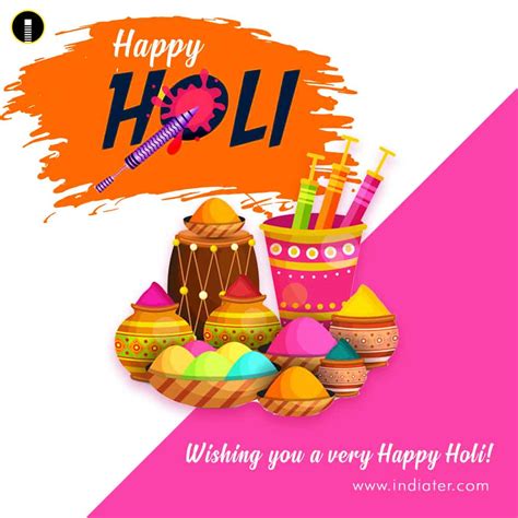 Free Happy Holi Celebration Wishes Card With Best Design Message Indiater