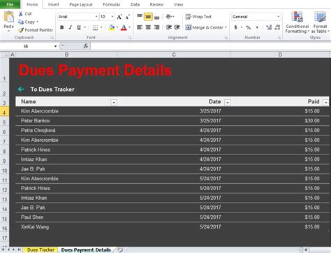 Exploring The Benefits Of A Club Dues Tracker Template Excel Excel Tmp