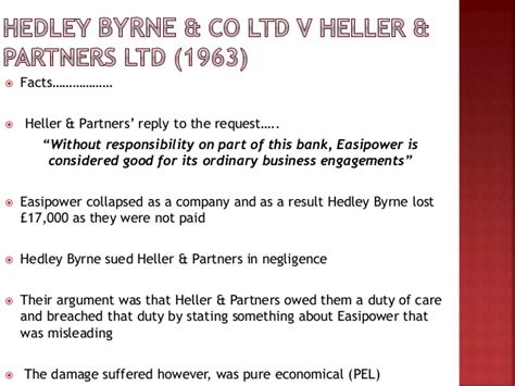 Hedley byrne & co ltd v heller & partners ltd. Lecture 14 misrepresentations