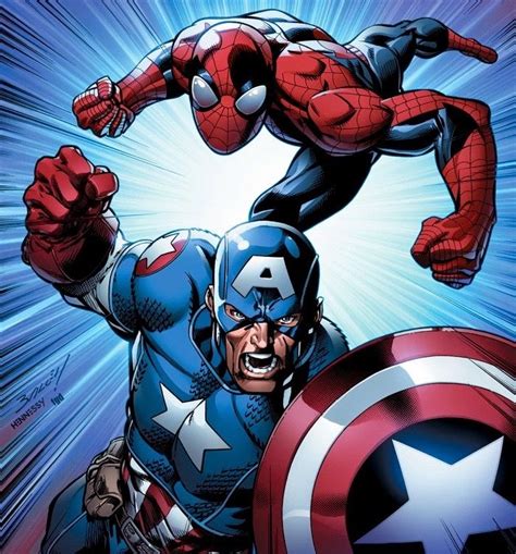 Comicbookartwork Spider Man And Captain America Living Life One Comic Book At A Time