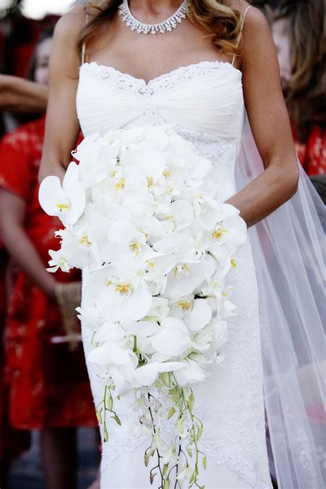 Exquisite Cascade Bridal Bouquet Featuring White Orchids