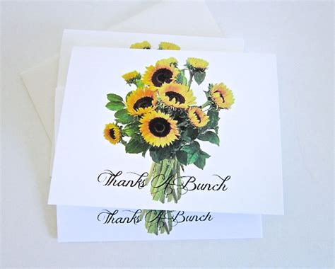 Sunflower Thank You Cards Thanks A Bunch Sunflowers Set Of Etsy