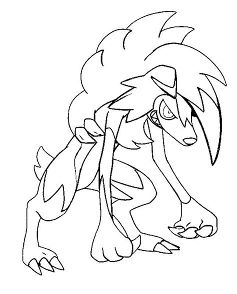 Sun and moon printable coloring pages online for kids coloringpages101 com coloring pages for kids rockruff lineart base lycanroc dusk form drawing, . Lycanroc forma nocturna | dibujos para colorear ...