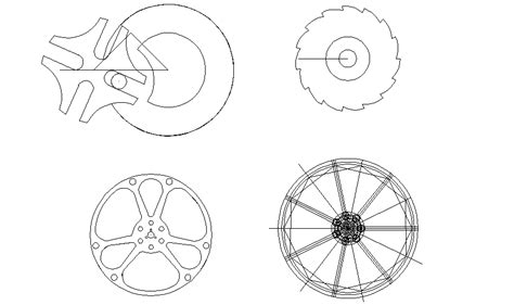 Interesting Wheel Round Shape Design Figures Cad Block Details Dwg File