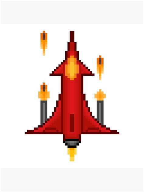 Pixel Art Red Fighter Jet Art Print For Sale By Pixel Pix Redbubble
